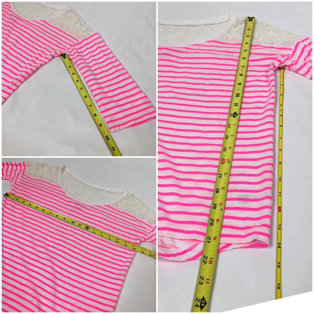 Express striped floral lace half sleeve shirt XS - Picture 3 of 4